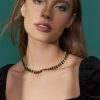 Francesca's Luxe 14K Gold Plated Fan Necklace Green Necklaces