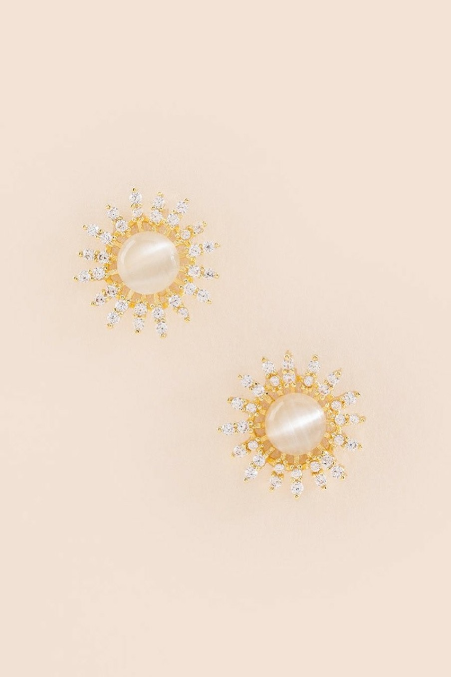 Francesca's Serena Cateye Starburst Studs Ivory Earrings