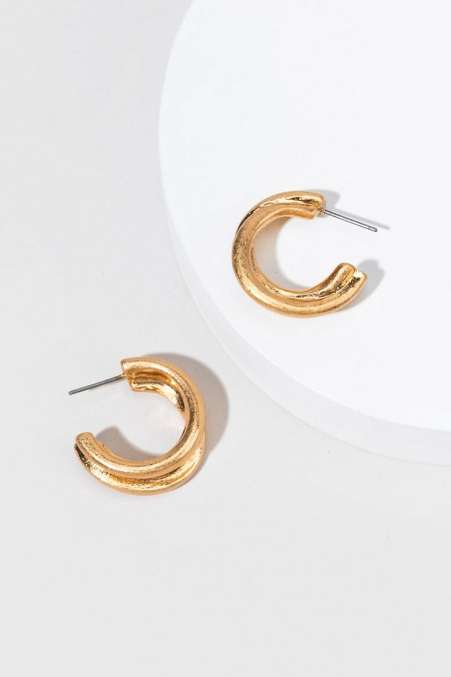 Francesca's Elliot Worn Twisted Hoop Earrings Gold Earrings