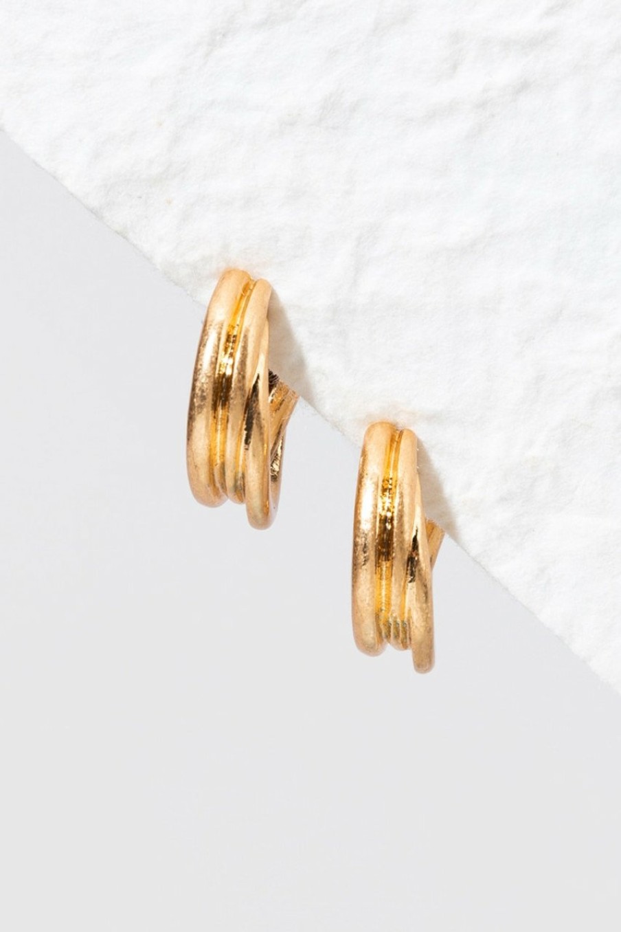 Francesca's Elliot Worn Twisted Hoop Earrings Gold Earrings