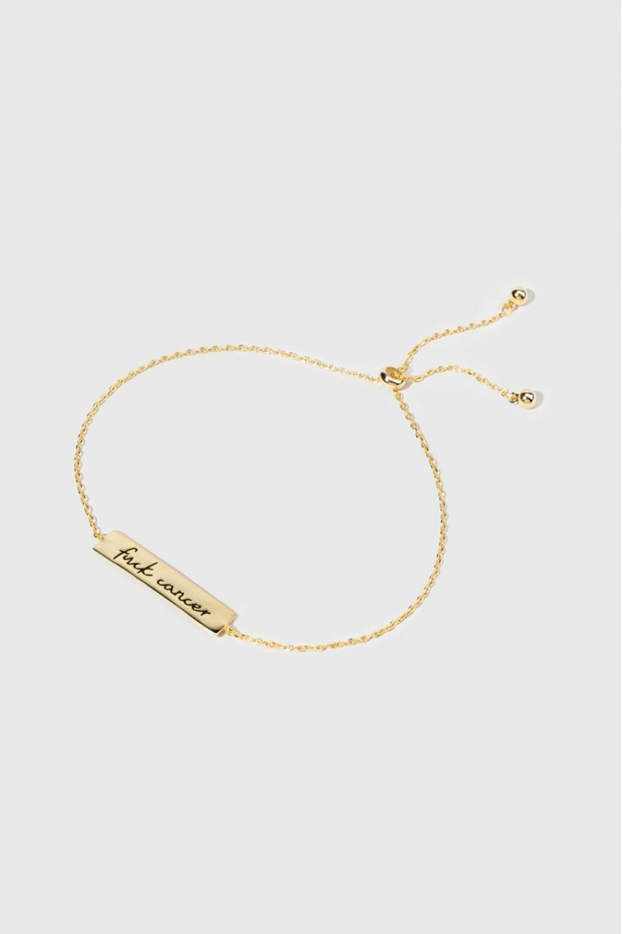 Francesca's F*Ck Cancer 14K Dipped Bracelet Gold Bracelets