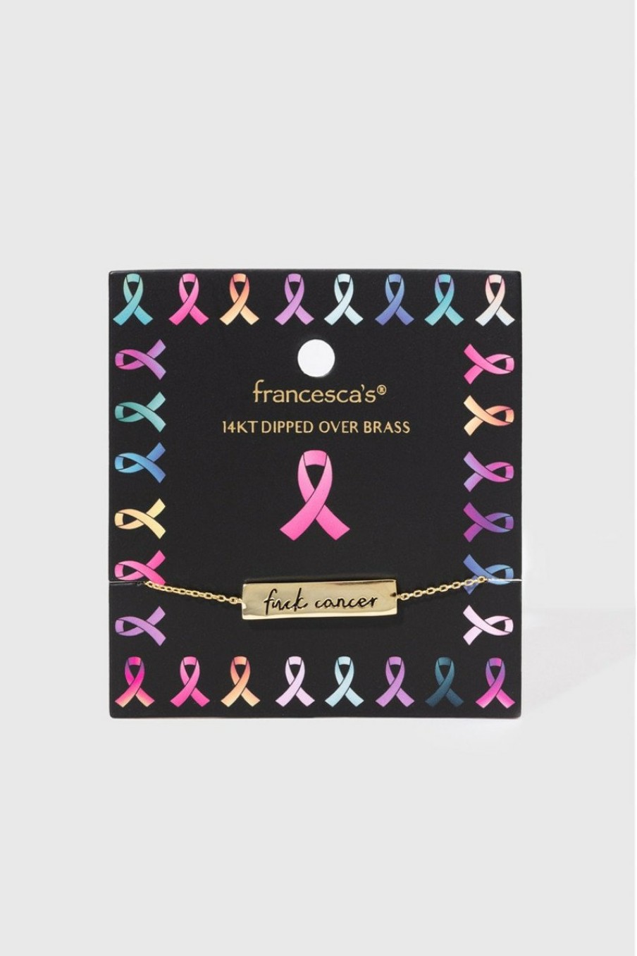 Francesca's F*Ck Cancer 14K Dipped Bracelet Gold Bracelets