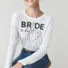 Francesca's Bride To Be Long Sleeve Graphic Tee White Tops