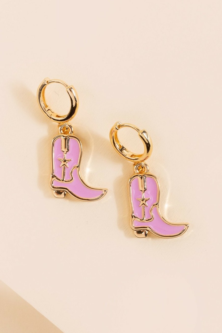 Francesca's Shayla Boot Charm Huggie Hoop Earrings Pink Earrings