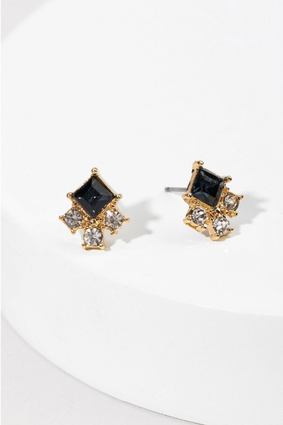 Francesca's Quinne Glass Square Cluster Stud Earrings Blue Earrings