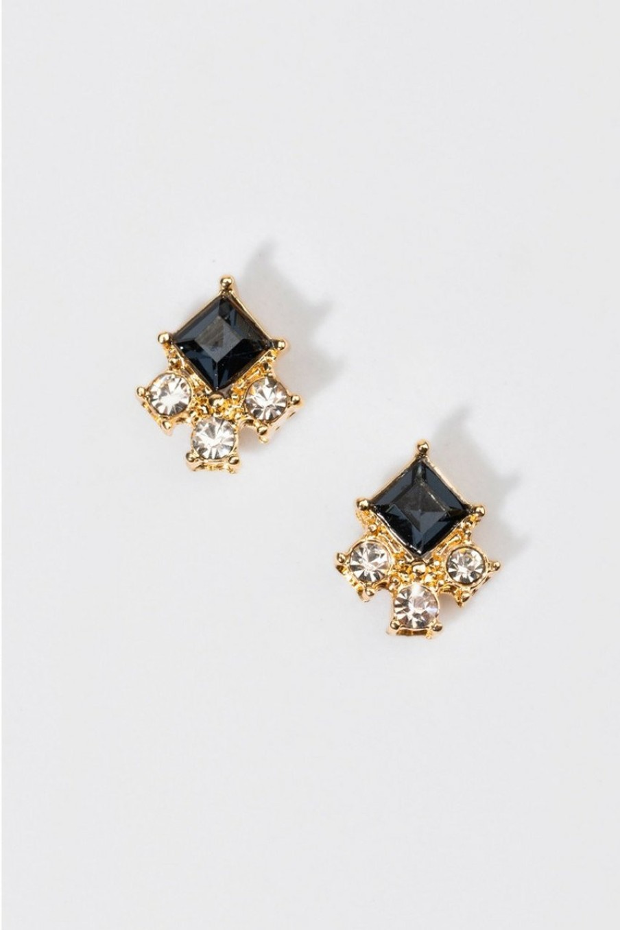 Francesca's Quinne Glass Square Cluster Stud Earrings Blue Earrings