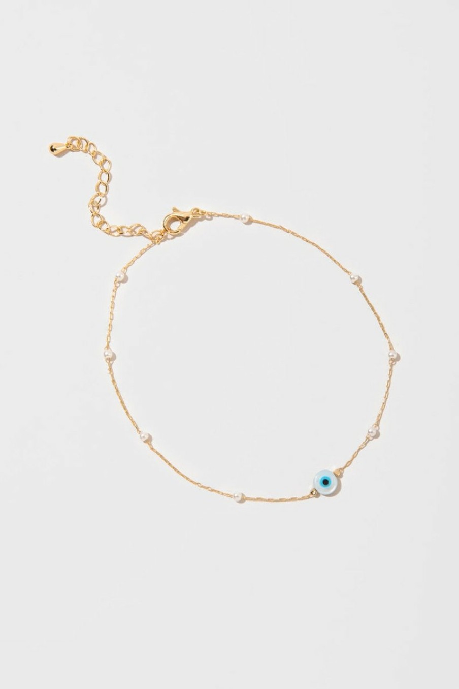 Francesca's Jenna Evil Eye Pearl Anklet Blue Anklets