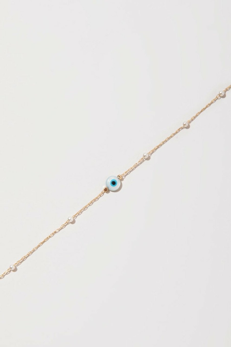 Francesca's Jenna Evil Eye Pearl Anklet Blue Anklets