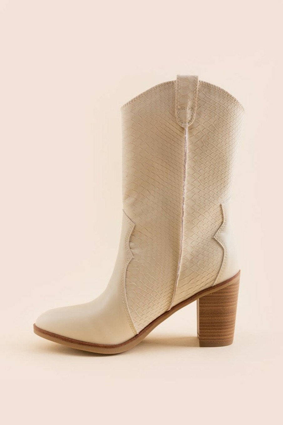 Francesca's Mia Cindy Python Boots Ivory Boots