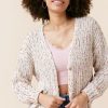 Francesca's Evelyn Long Sleeve Popcorn Knit Cardigan Ivory Tops