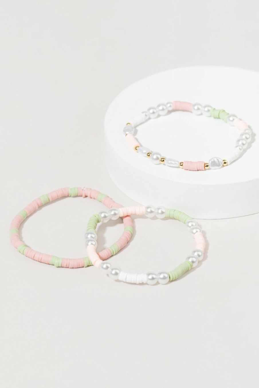 Francesca's Whitney Pastel Rubber And Pearl Stretch Bracelet Multi Bracelets