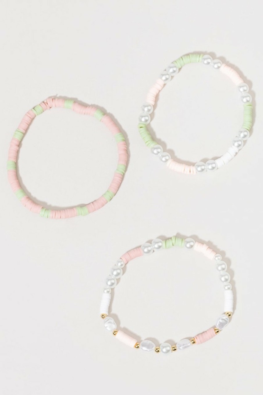 Francesca's Whitney Pastel Rubber And Pearl Stretch Bracelet Multi Bracelets