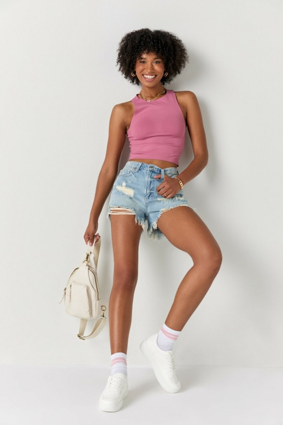 Francesca's Ginnie Destructed Shorts Lite Shorts