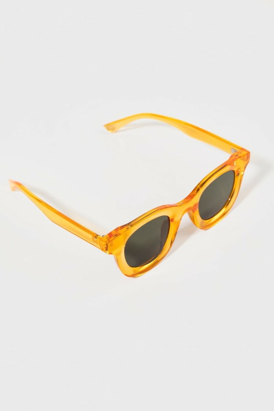 Francesca's Belinda Thick Frame Round Sunglasses Amber Sunglasses