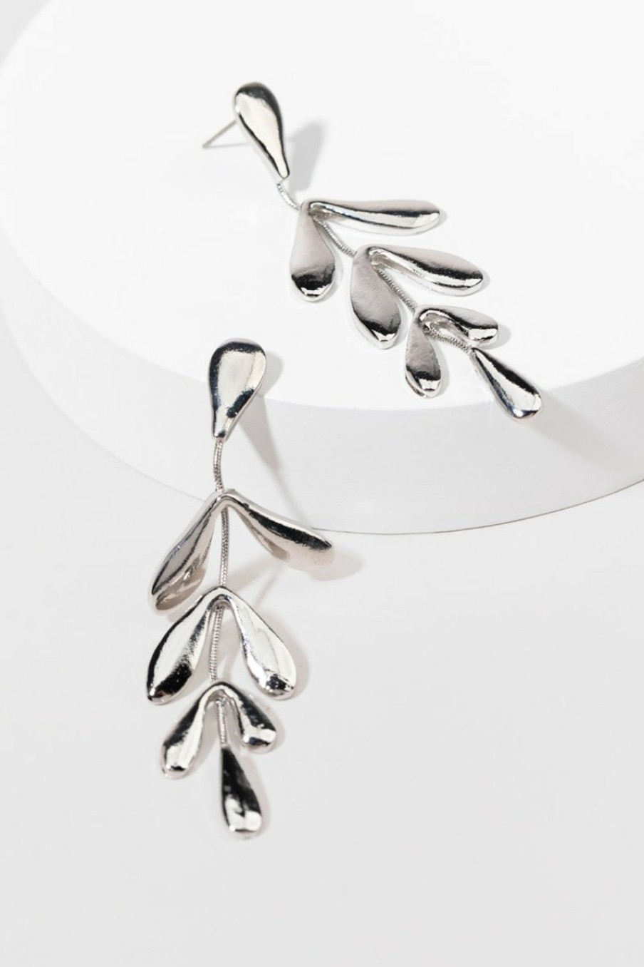 Francesca's Adalyn Abstract Leaf Drop Earrings Silver Earrings