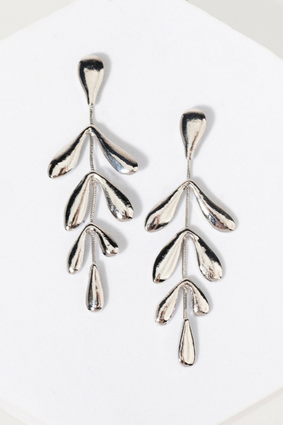 Francesca's Adalyn Abstract Leaf Drop Earrings Silver Earrings