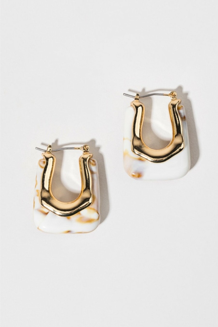 Francesca's Flo Marbled Square Hoop Earrings Ivory Earrings