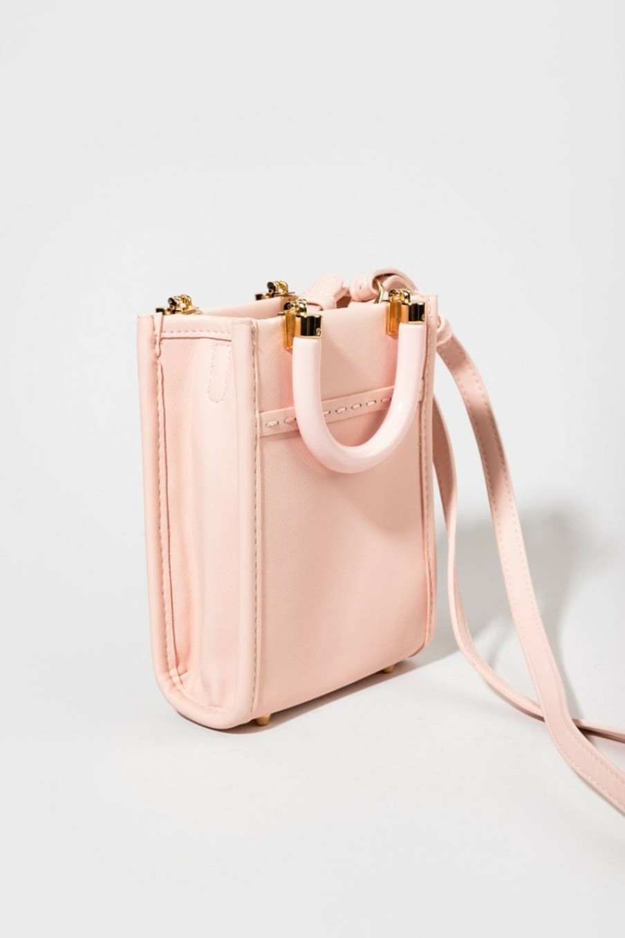 Francesca's Amara Micro Handle Stitch Tote Blush Bags & Wallets