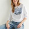 Francesca's California Puff Print Sweatshirt White Tops