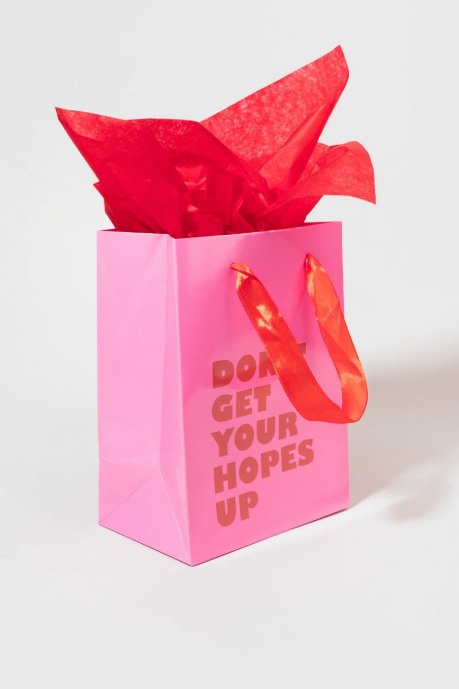 Francesca's Dont Get Your Hopes Up Gift Bag With Tissue Pink Stationery