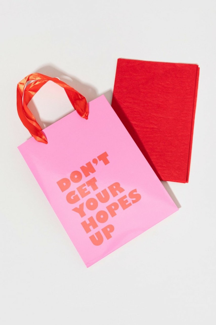 Francesca's Dont Get Your Hopes Up Gift Bag With Tissue Pink Stationery