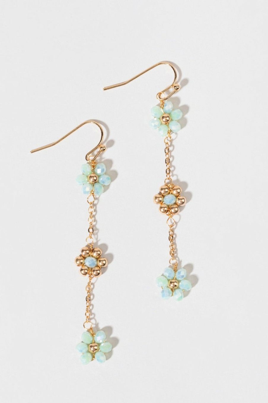 Francesca's Lynna Linear Flower Earrings Mint Earrings