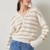 Francesca's Antonia Button Front Sweater Ivory Tops