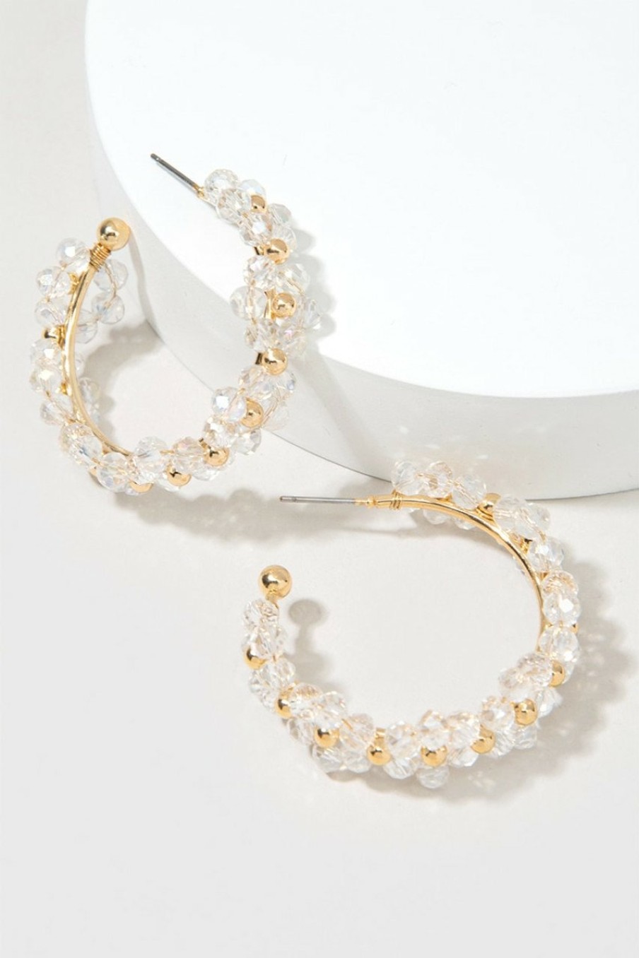 Francesca's Lara Beaded Hoops Iridescent Earrings