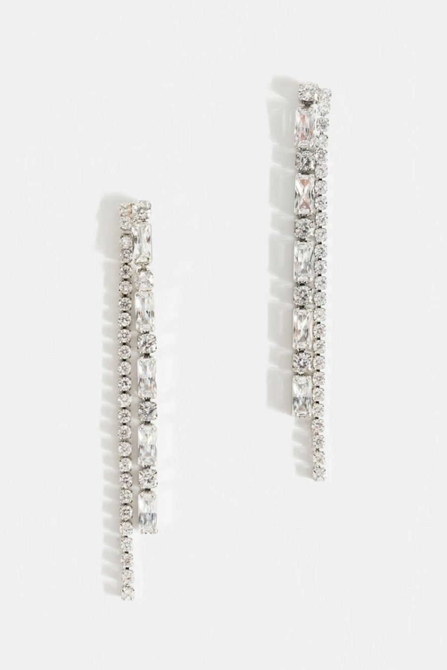 Francesca's Adriana Crystal Linear Earrings Silver Earrings