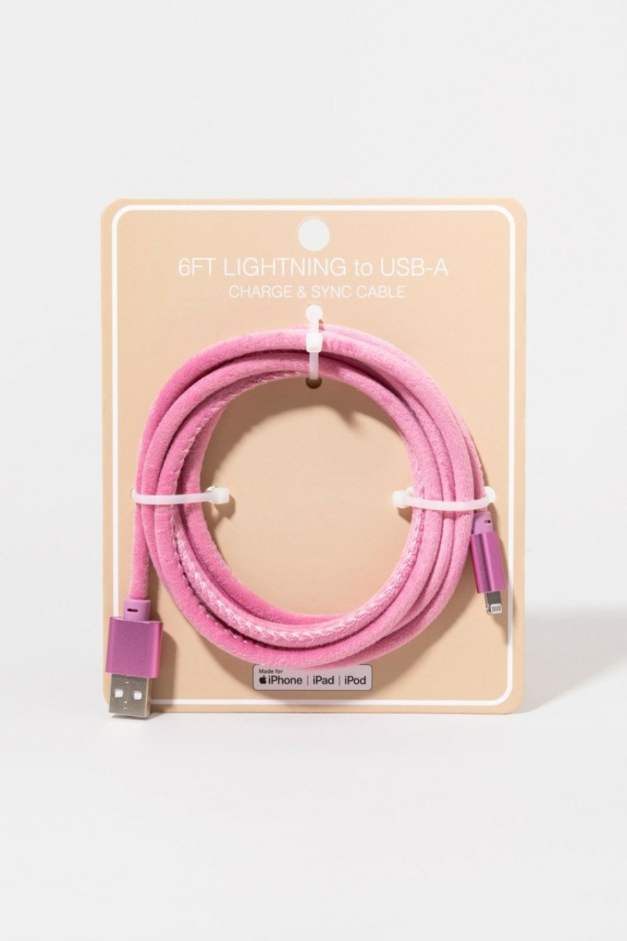 Francesca's Velvet Mfi Cable Pink Tech