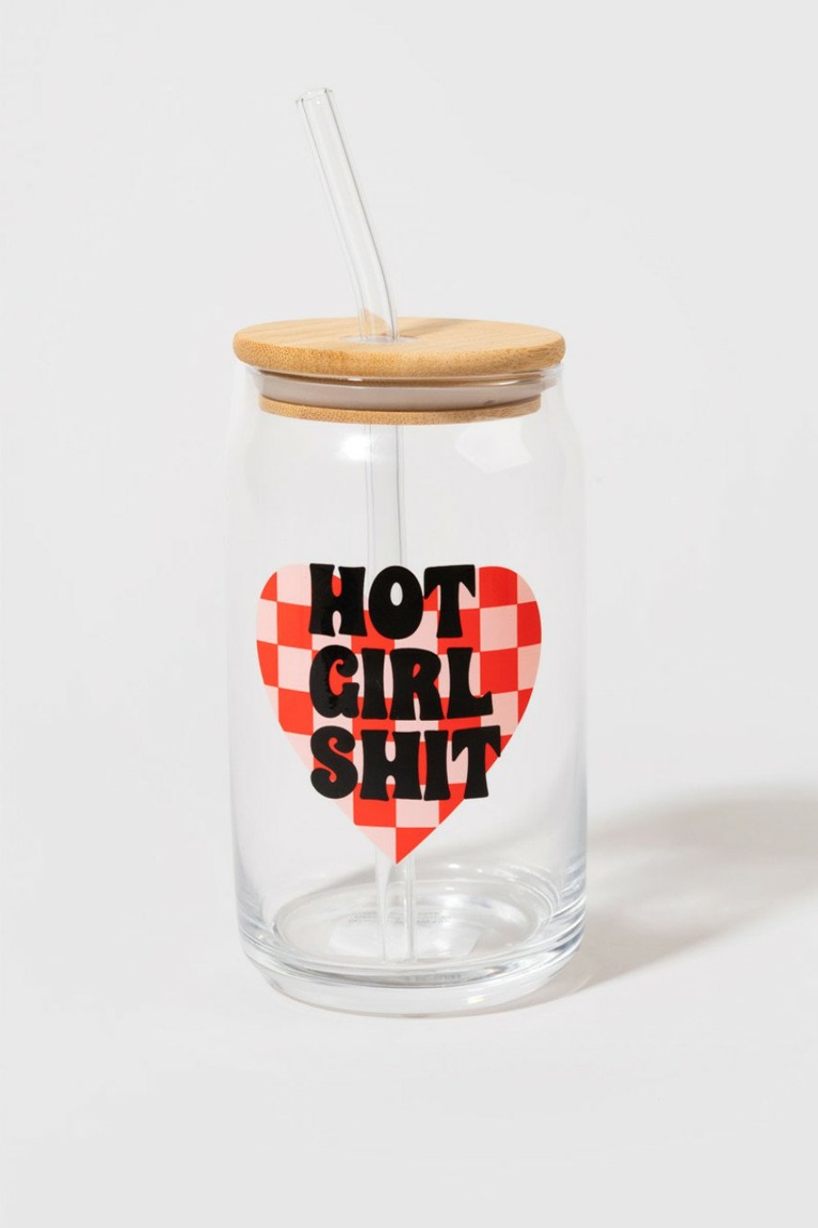 Francesca's Hot Girl Shit Glass Jar With Lid Multi Drinkware