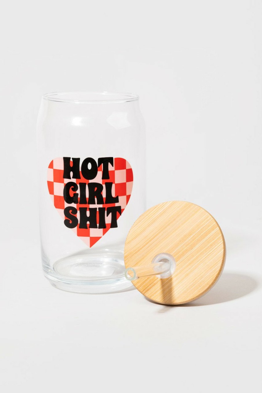 Francesca's Hot Girl Shit Glass Jar With Lid Multi Drinkware