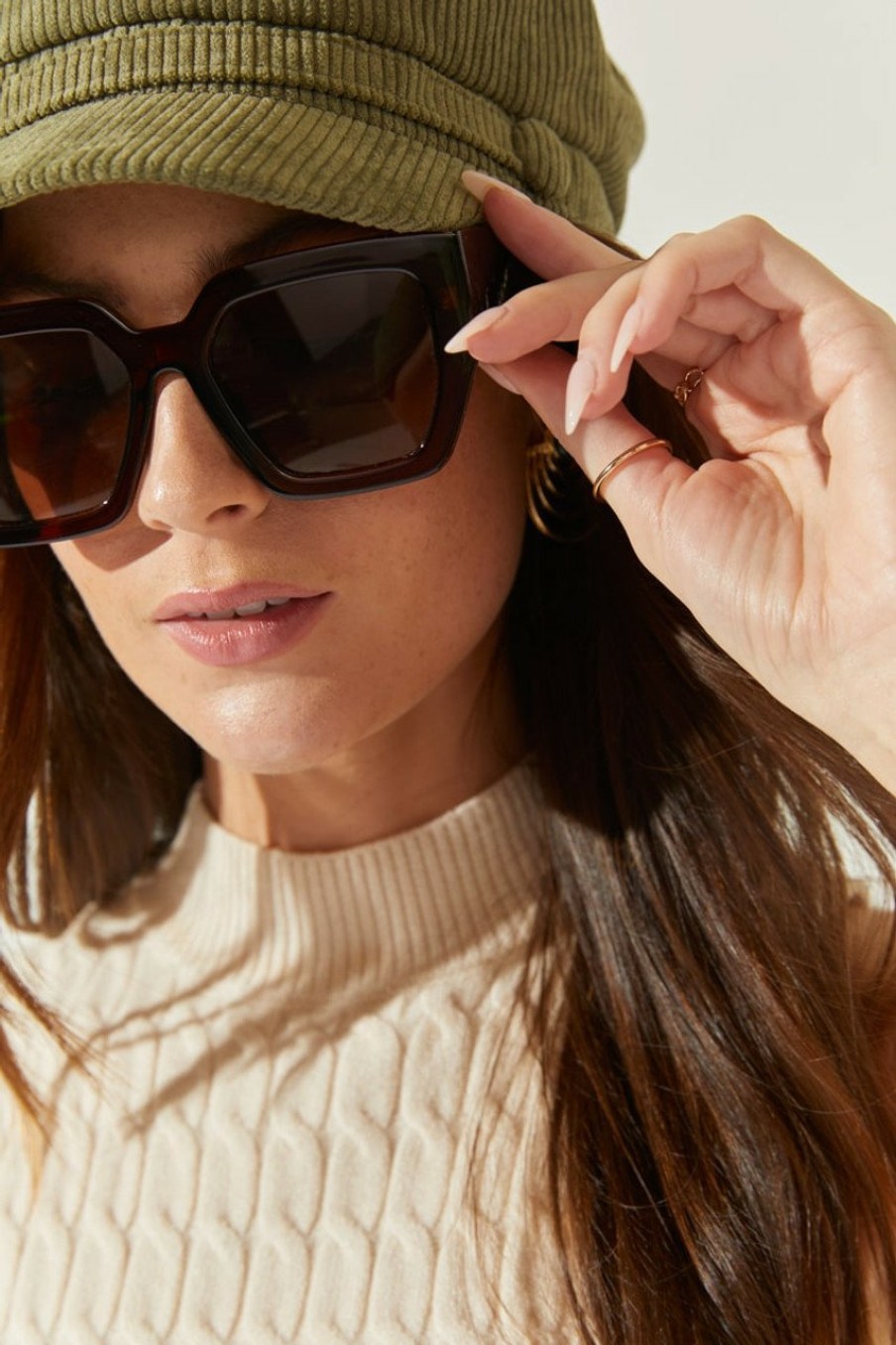 Francesca's Sophiee Oversized Angular Sunglasses Amber Sunglasses