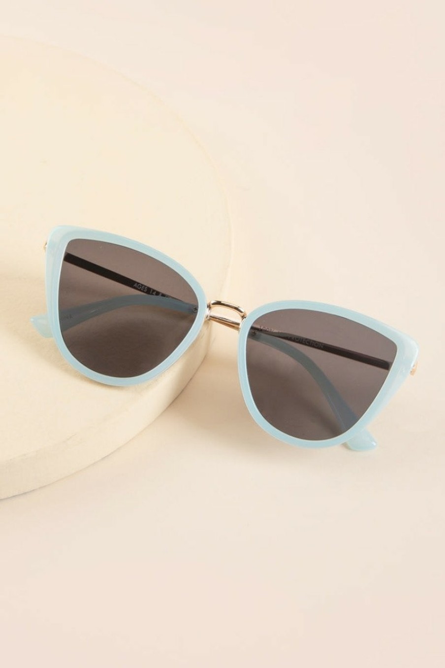 Francesca's Leah Oversized Metal Cat Eye Sunglasses Light Blue Sunglasses