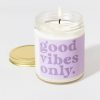 Francesca's Good Vibes Only Candle Jar Purple Candles