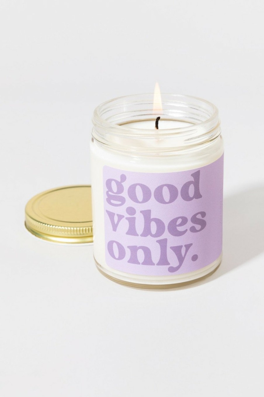 Francesca's Good Vibes Only Candle Jar Purple Candles