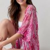 Francesca's Alana Pink Tie Dye Mesh Cover Up Neon Pink Swim Cover Ups