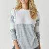 Francesca's Lenny Waffle Knit Long Sleeve Top Heather Gray Tops