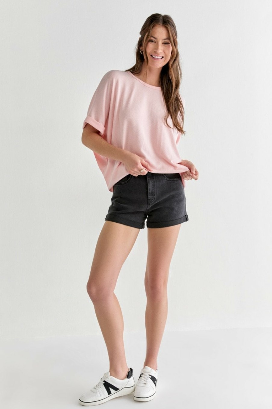 Francesca's Annabeth Crew Neck Dolman Tee Tops