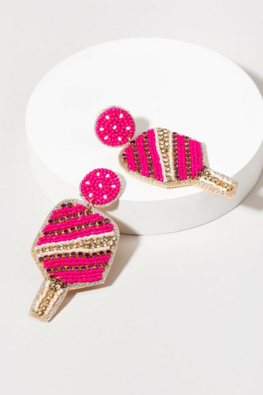 Francesca's Felicia Seedbead Paddle Earrings Pink Earrings