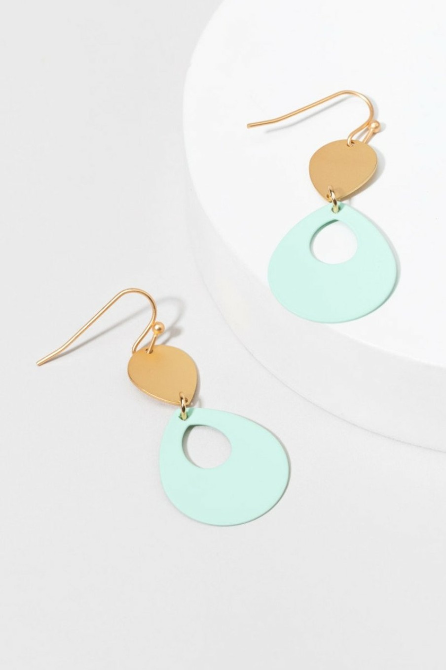 Francesca's Joanne Epoxy Paint Drop Earrings Mint Earrings