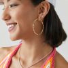 Francesca's Jasmine En Pearl Hoops Gold Earrings