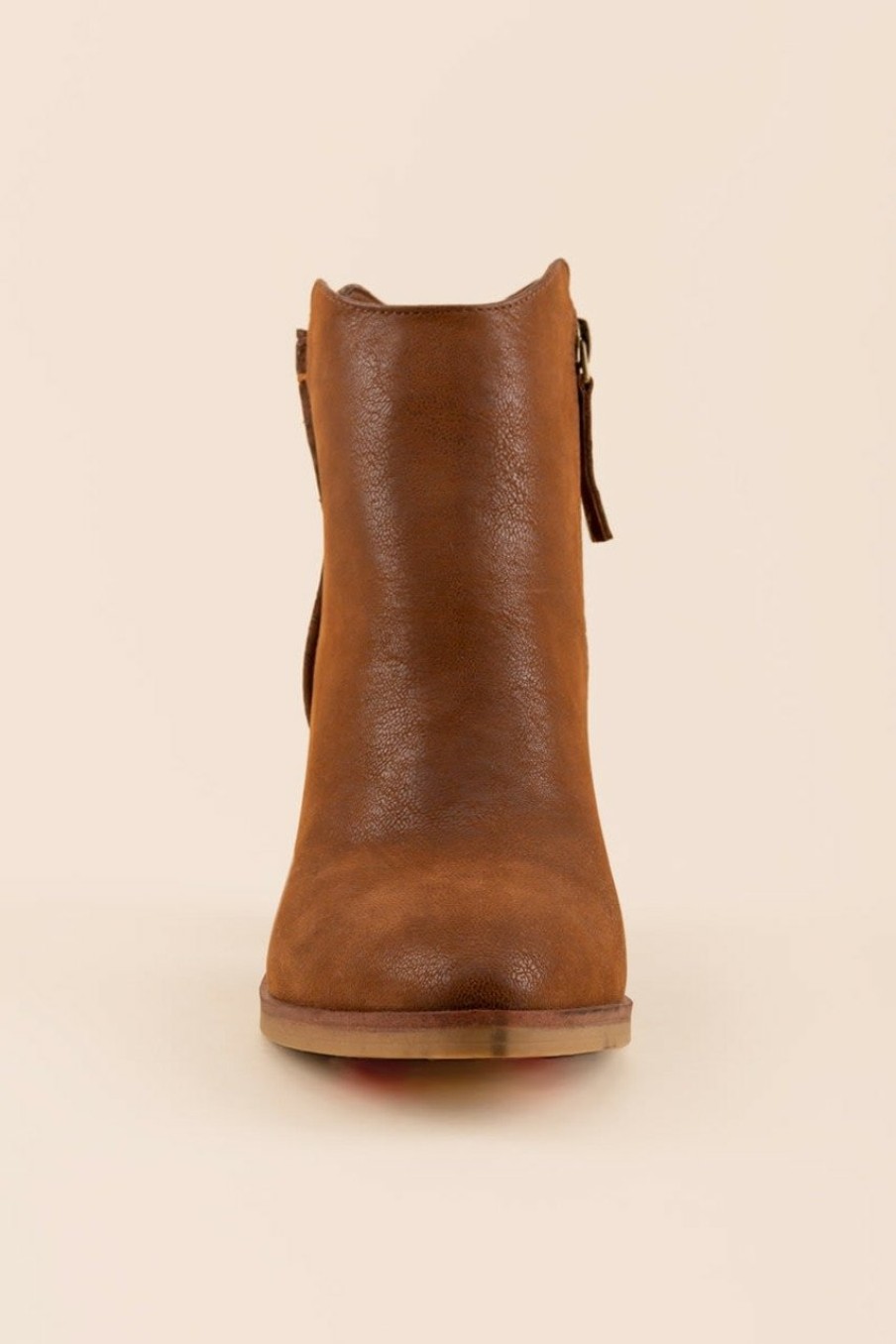 Francesca's Mia Barby Stacked Heel Boot Cognac Boots