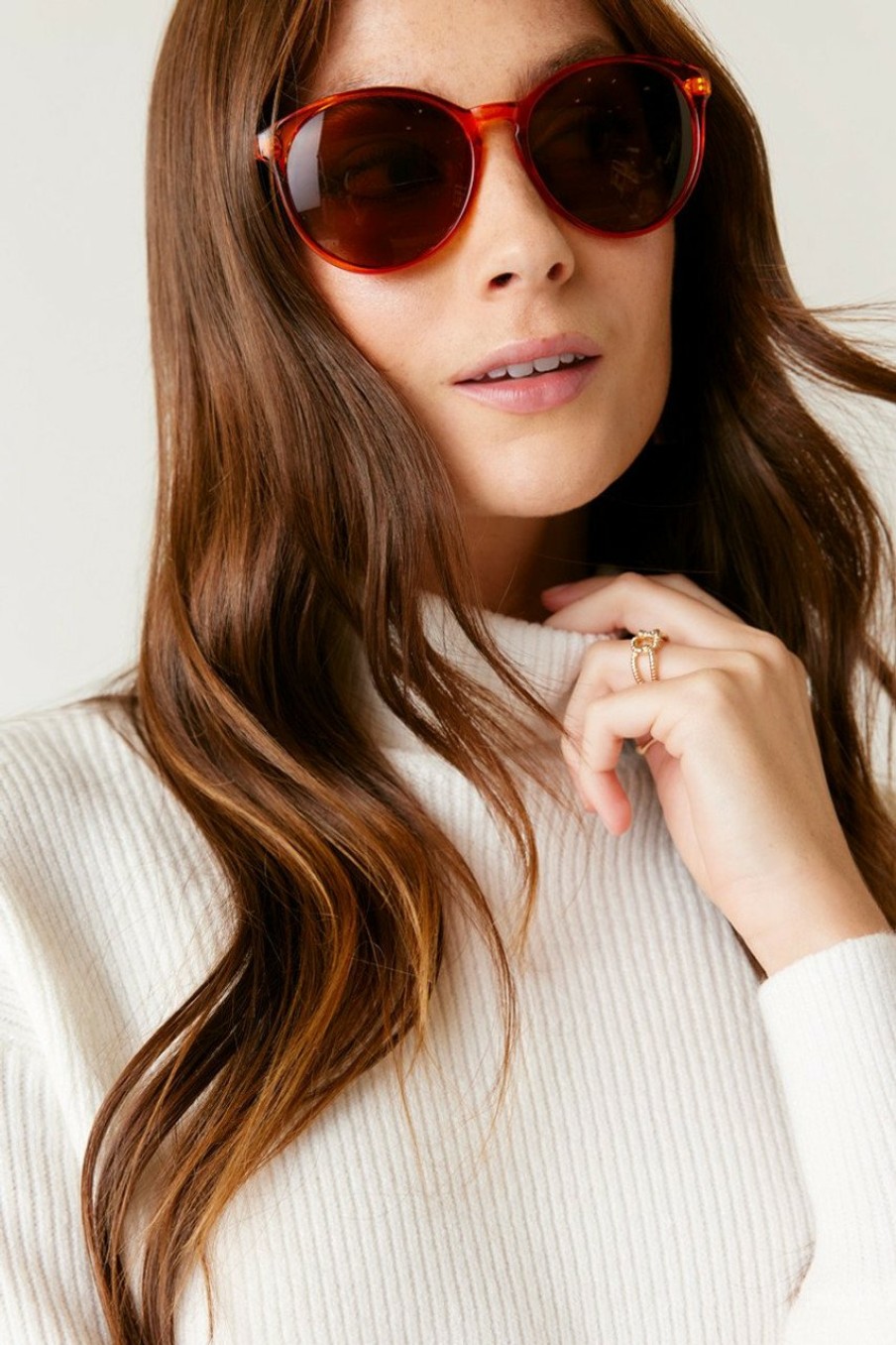 Francesca's Jamiee Slender Round Sunglasses Orange Sunglasses