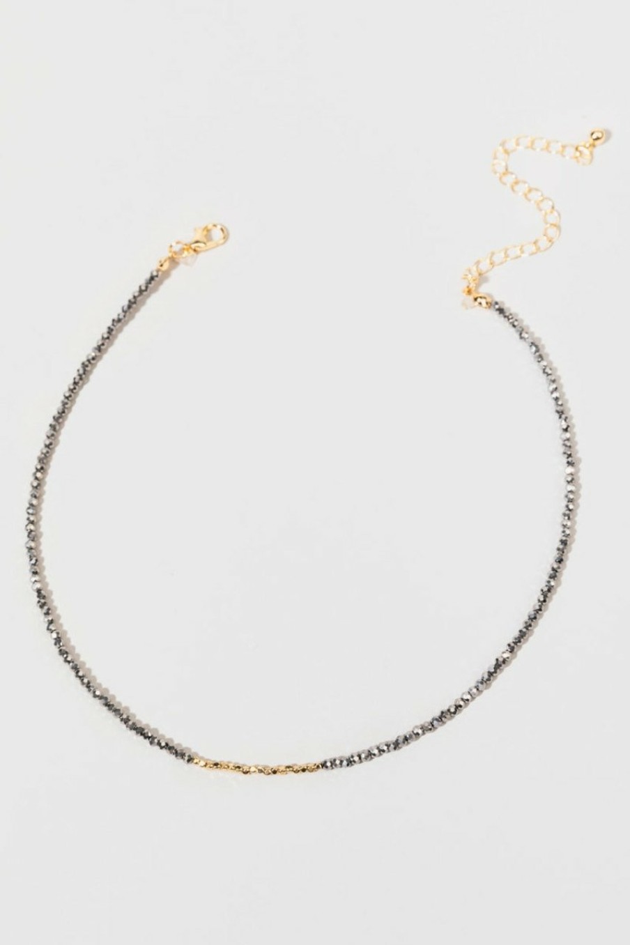 Francesca's Sabryna Bead Gold Necklace Gray Necklaces