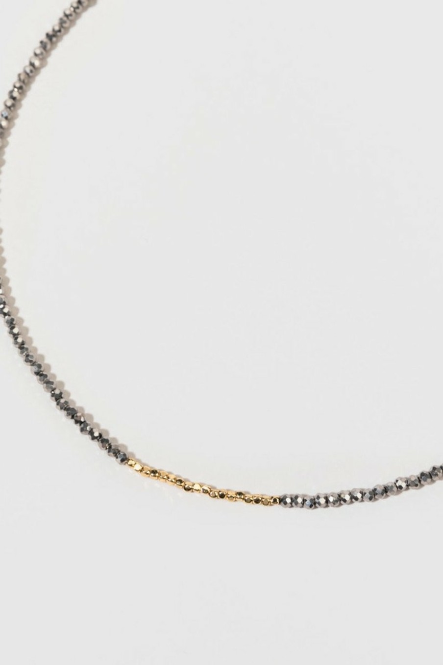 Francesca's Sabryna Bead Gold Necklace Gray Necklaces