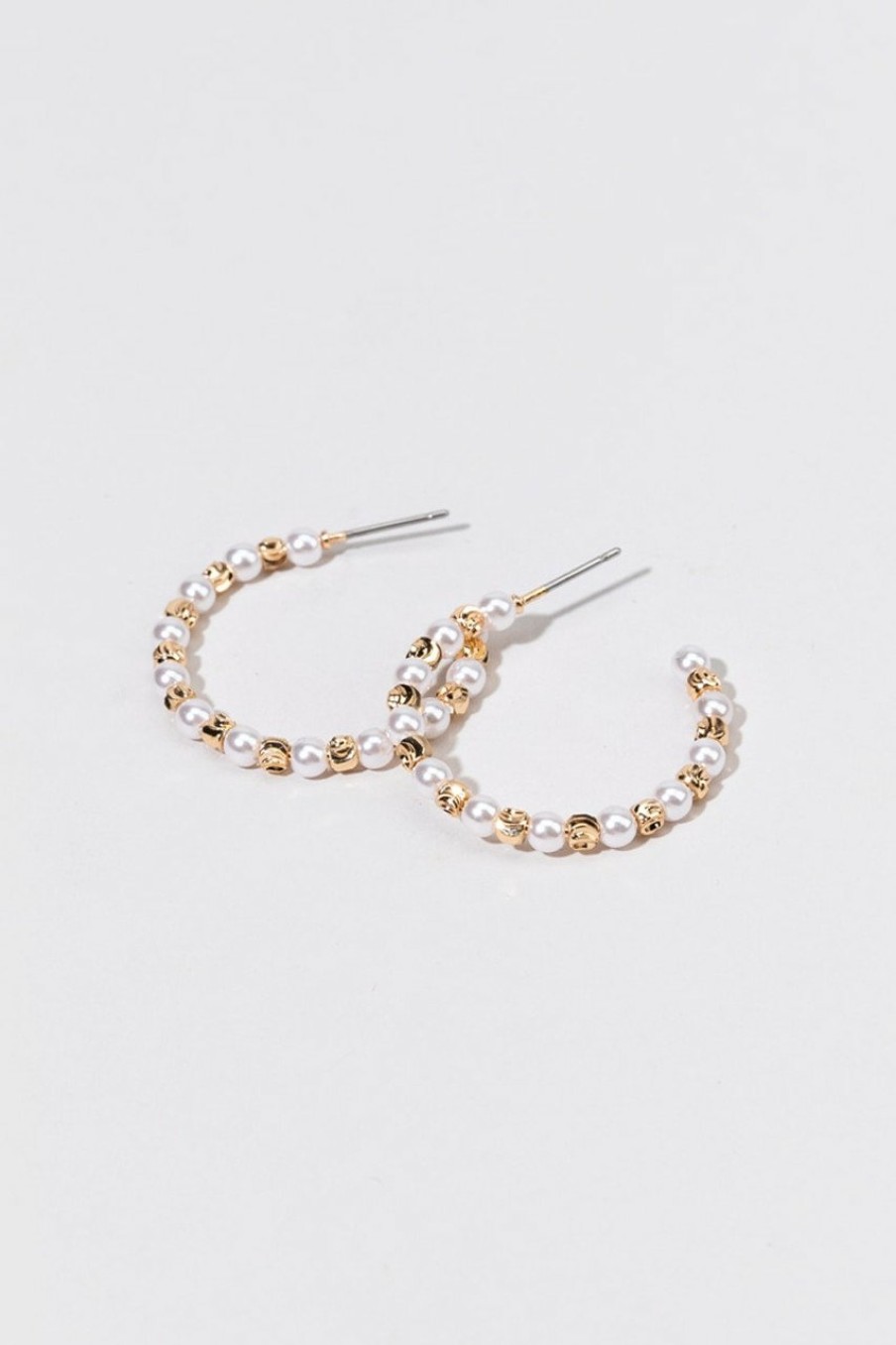 Francesca's Sara Gold And Bead Hoop Earrings Pearl Earrings