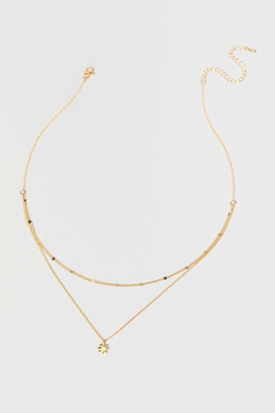 Francesca's Adriana Sun Station Pendant Layered Necklace Gold Necklaces