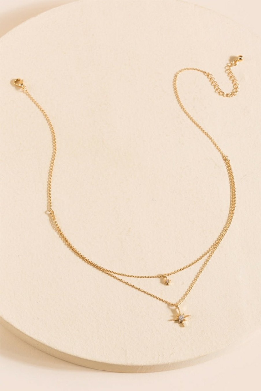 Francesca's Evangeline Pave Starburst Layered Necklace Gold Necklaces