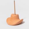 Francesca's Paddywax Terracotta Ceramic Cowboy Hat Incense Holder Tan Candles